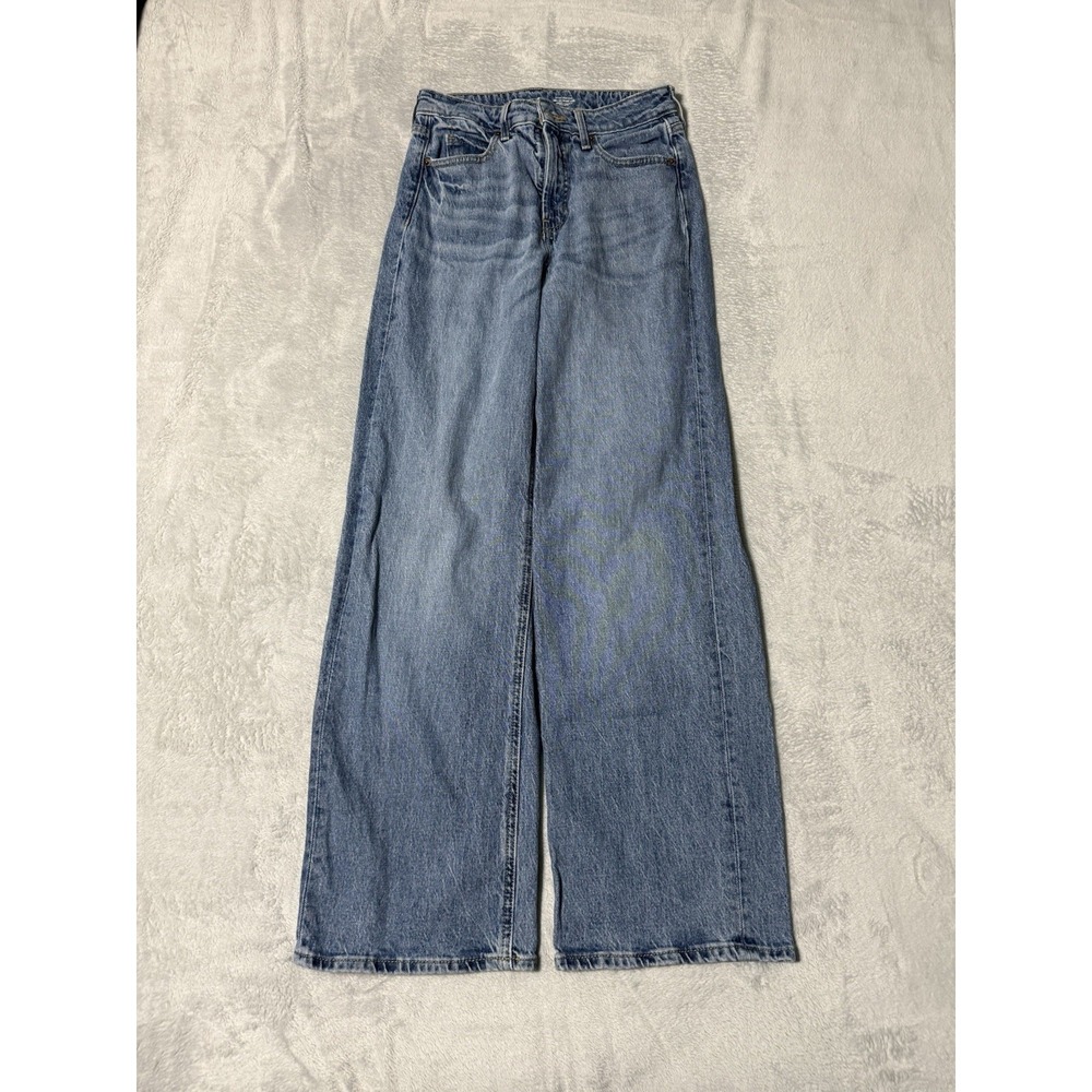 Old Navy Jeans‎ Womens Size 2 Blue Ski-Hi Extra High Rise Wide Leg 25x30.5